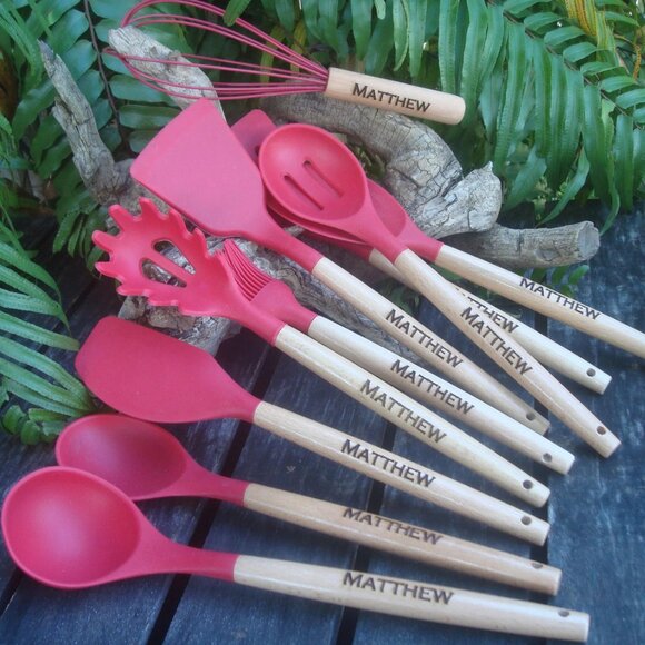 Personalized Silicone Utensils 12 PCs silicone spatula spoon set kitchen set - Picture 3 of 9